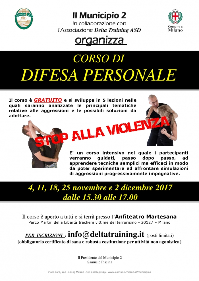 CORSO GRATUITO DI DIFESA PERSONALE